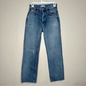 MOUSSY Vintage High Rise Distressed Straight Jeans Blue Size 26